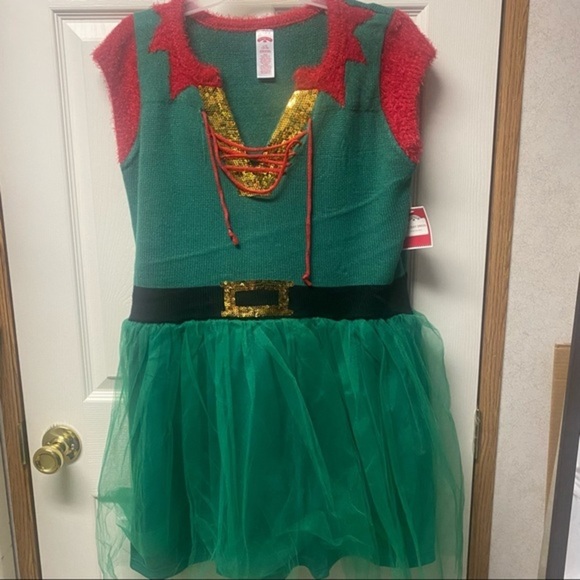 NEW Santa’s Helper Elf Dress ladies large‎ 12/14 - Picture 1 of 5